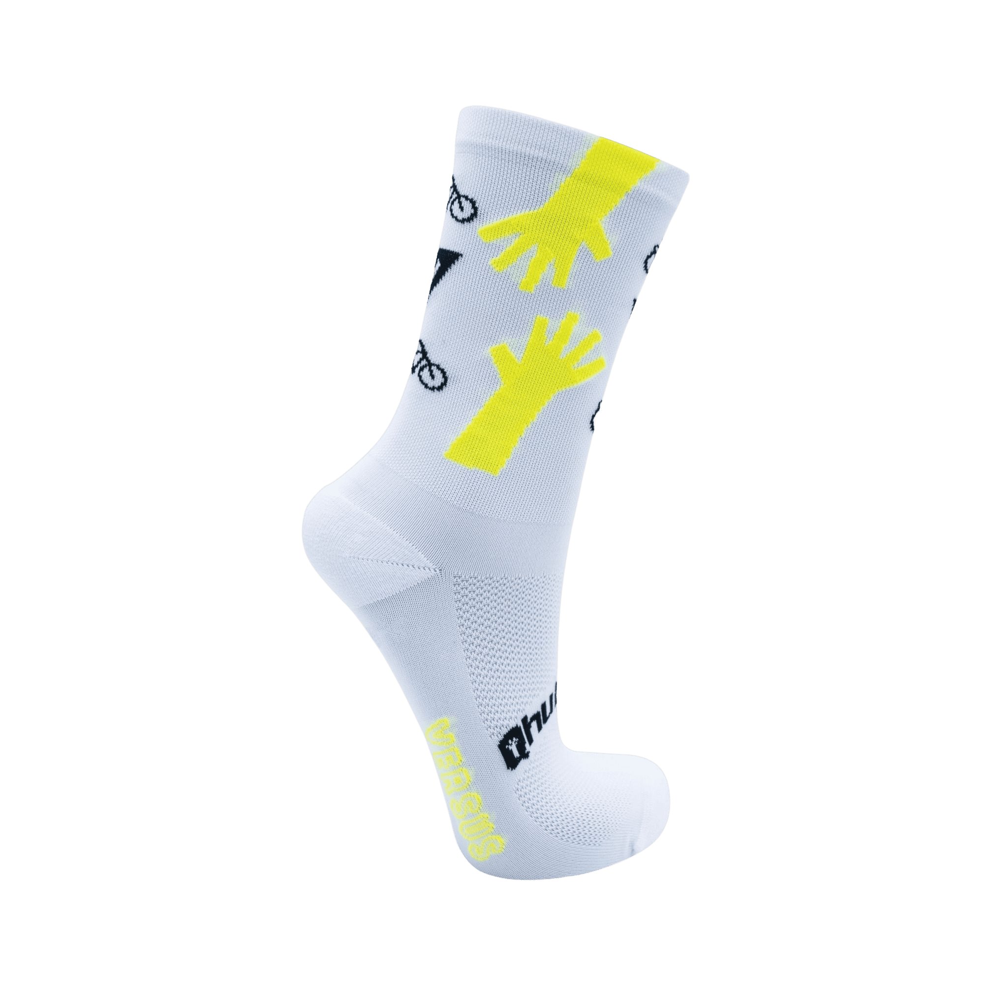 Qhubeka White and Lime Hands Cycling Socks